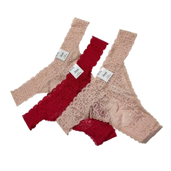 Jenni Intimates Womens Chai Red Plus Size Fits 1X-3X One Size (3) Pairs ~ NWT - Picture 2 of 5